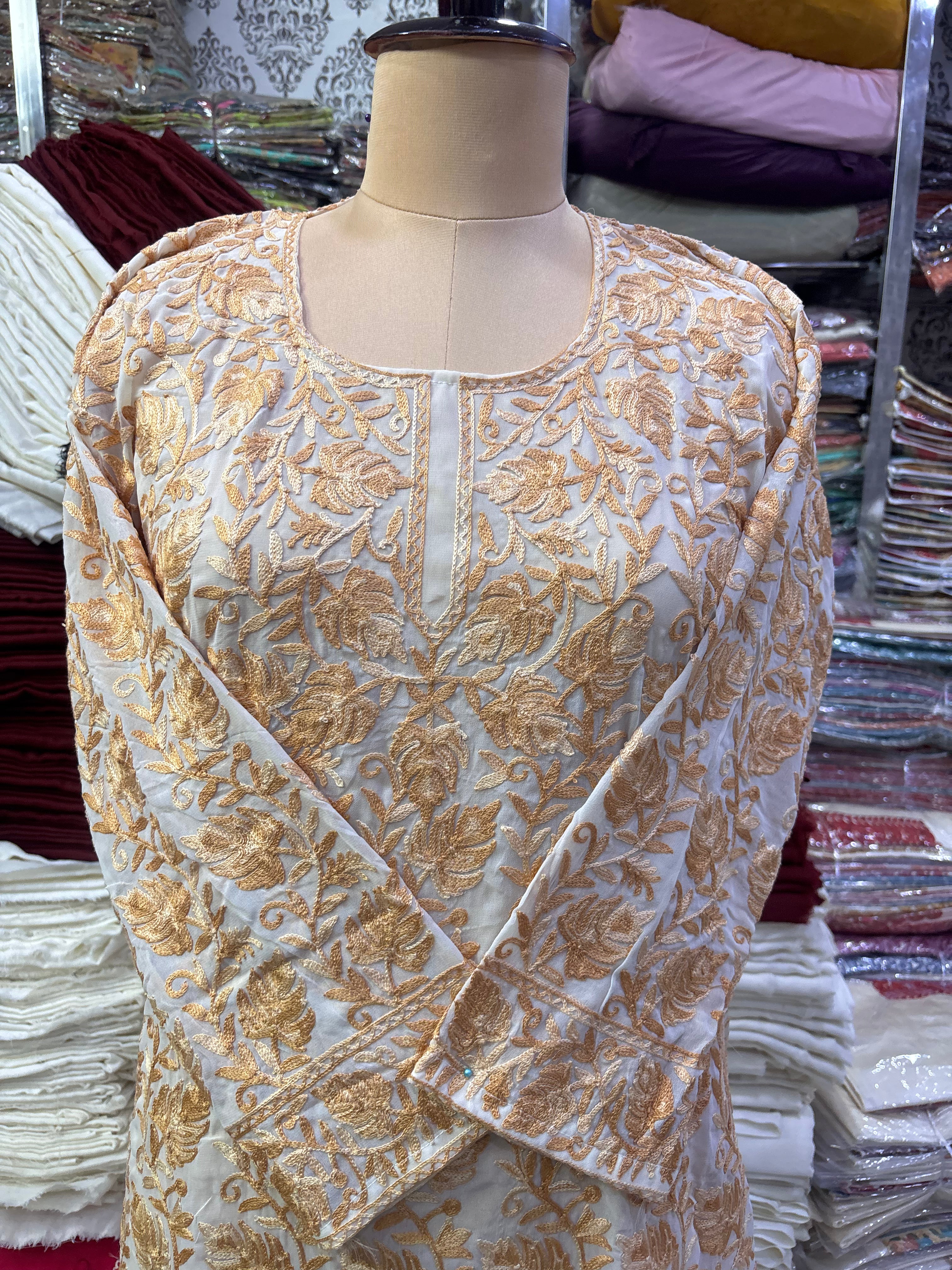 Georgette embroidery kurti freesize upto 48 inches
