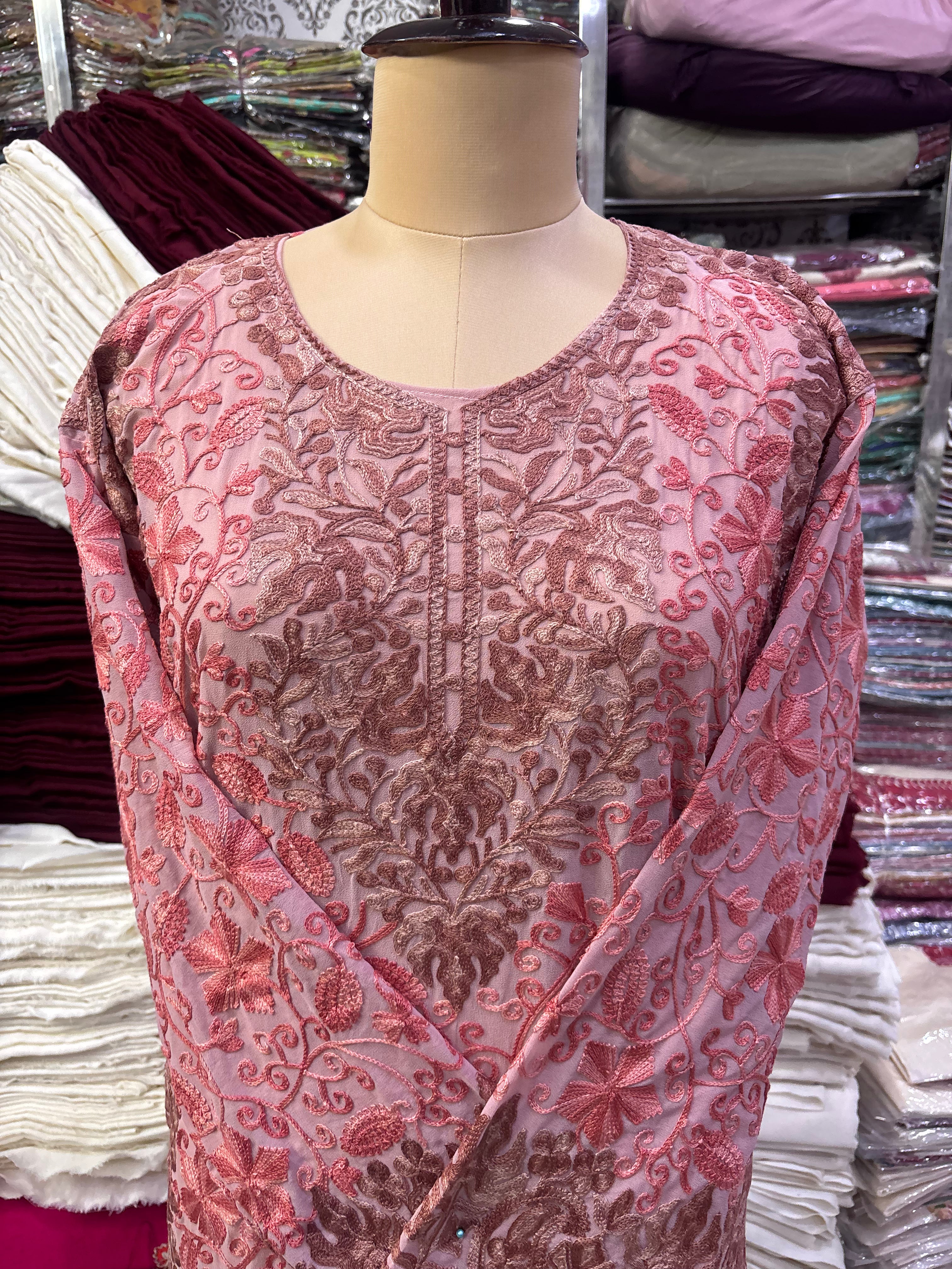 Georgette embroidery kurti freesize upto 44 inches