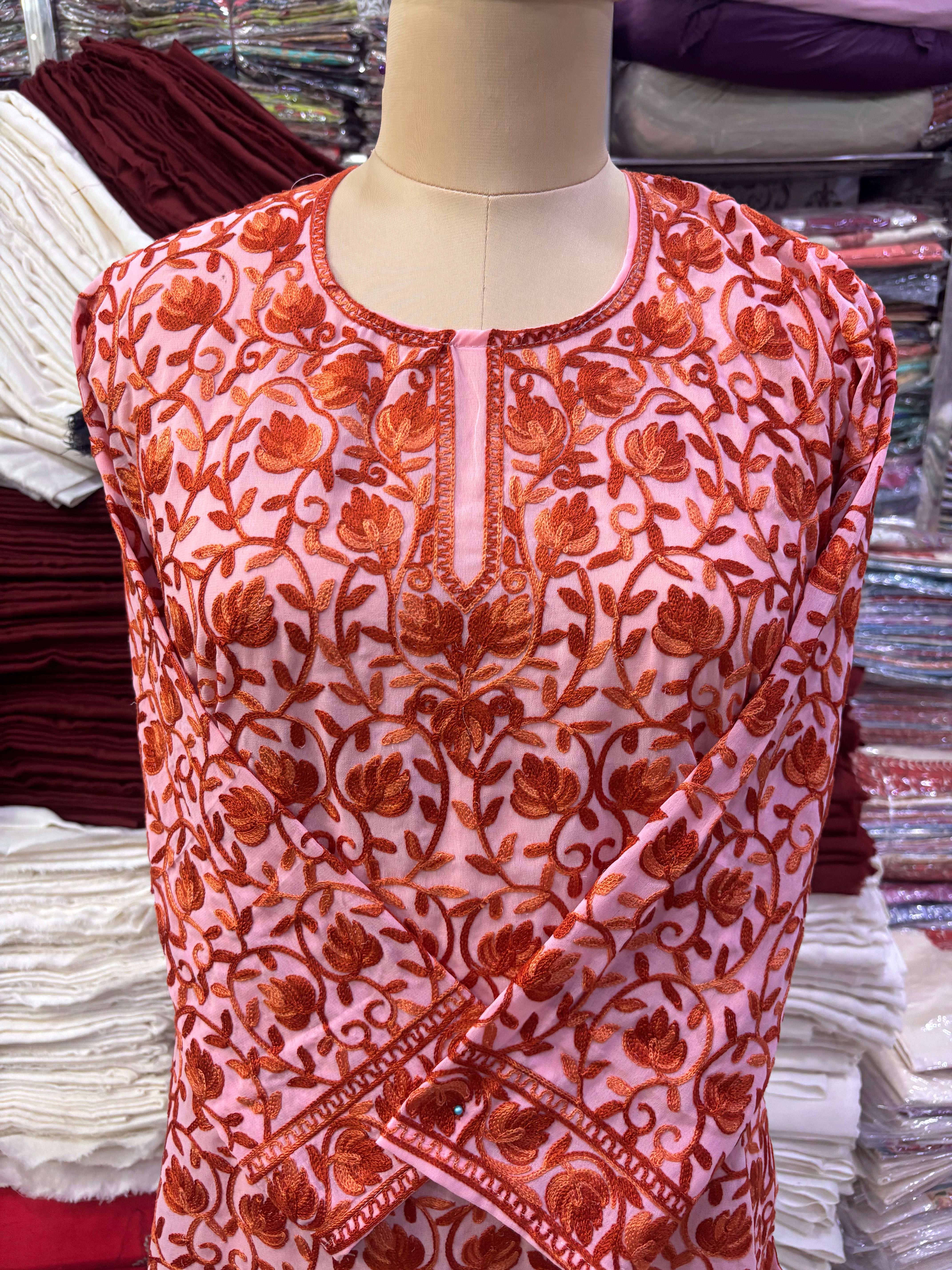 Georgette embroidery kurti fits upto 44