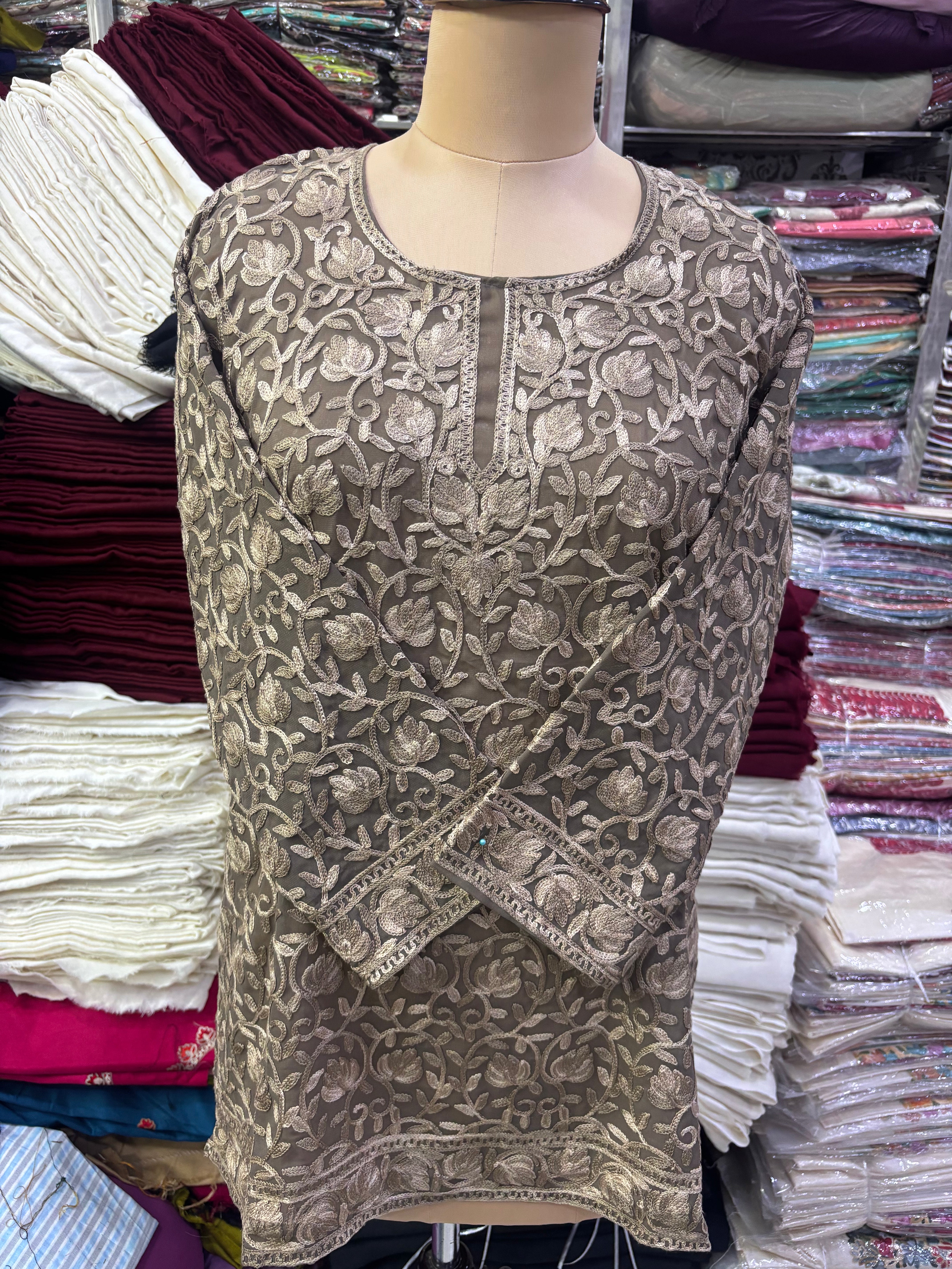Georgette embroidery kurti fits upto 44