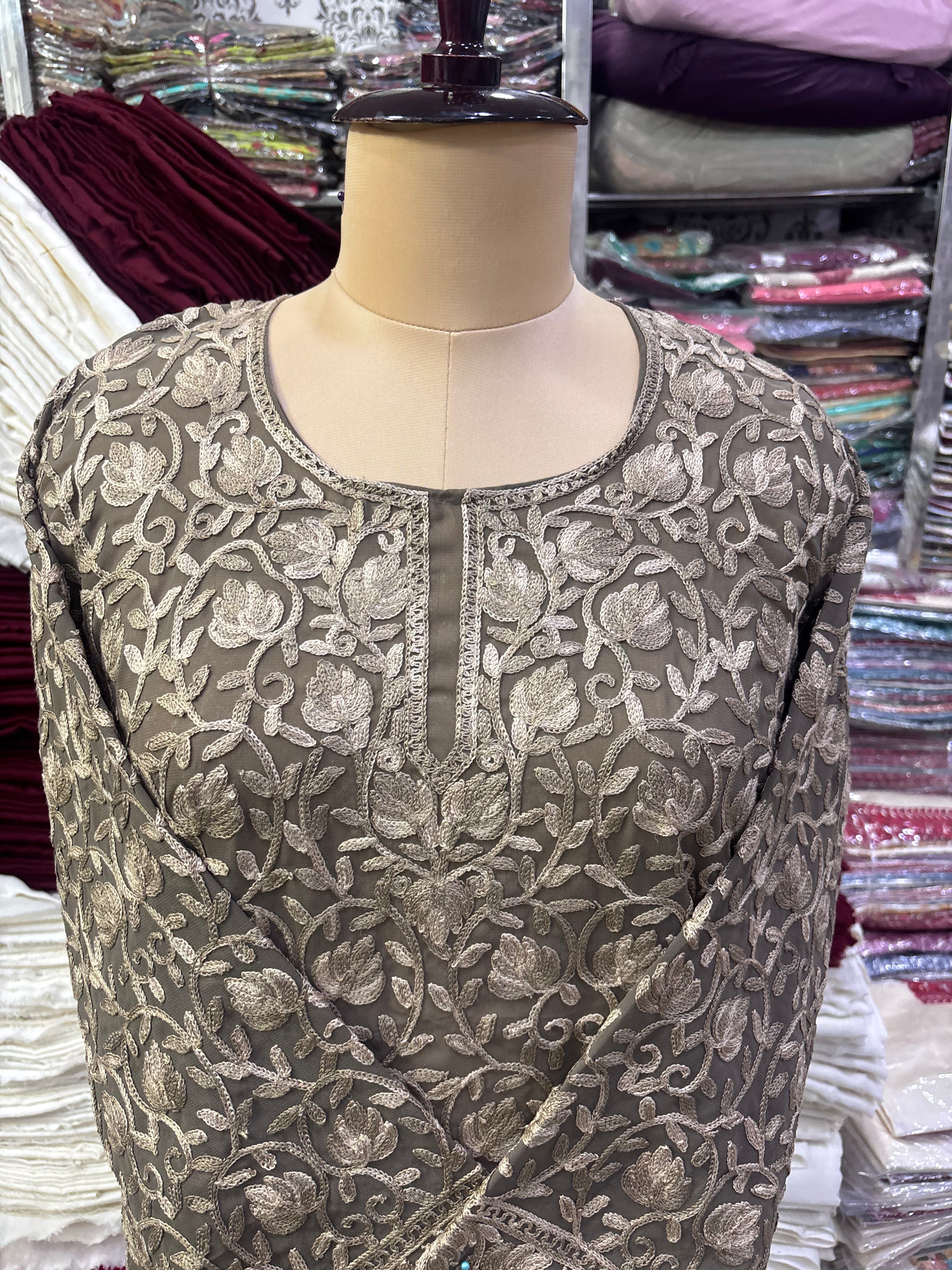 Georgette embroidery kurti fits upto 44