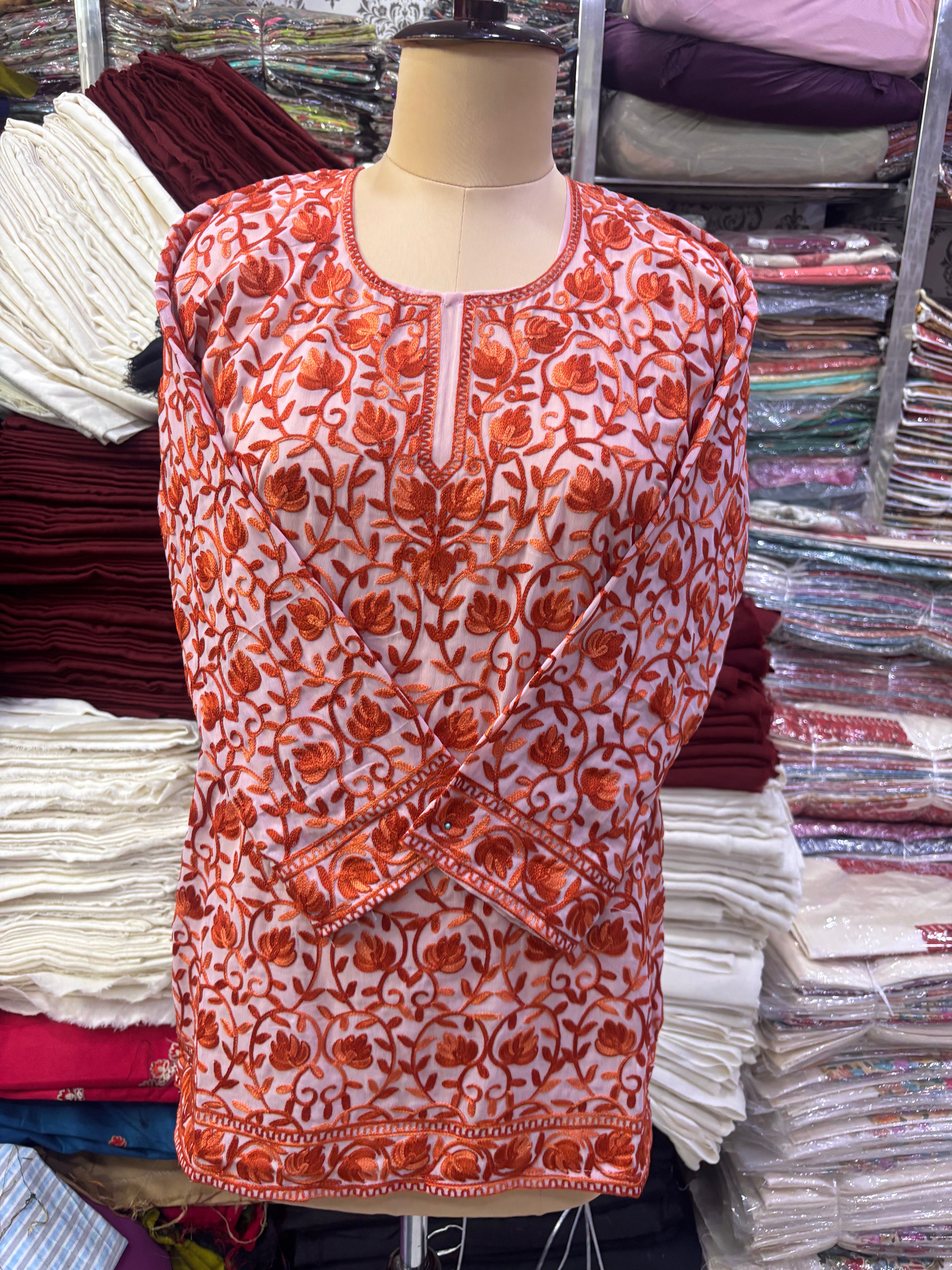 Georgette embroidery kurti fits upto 44