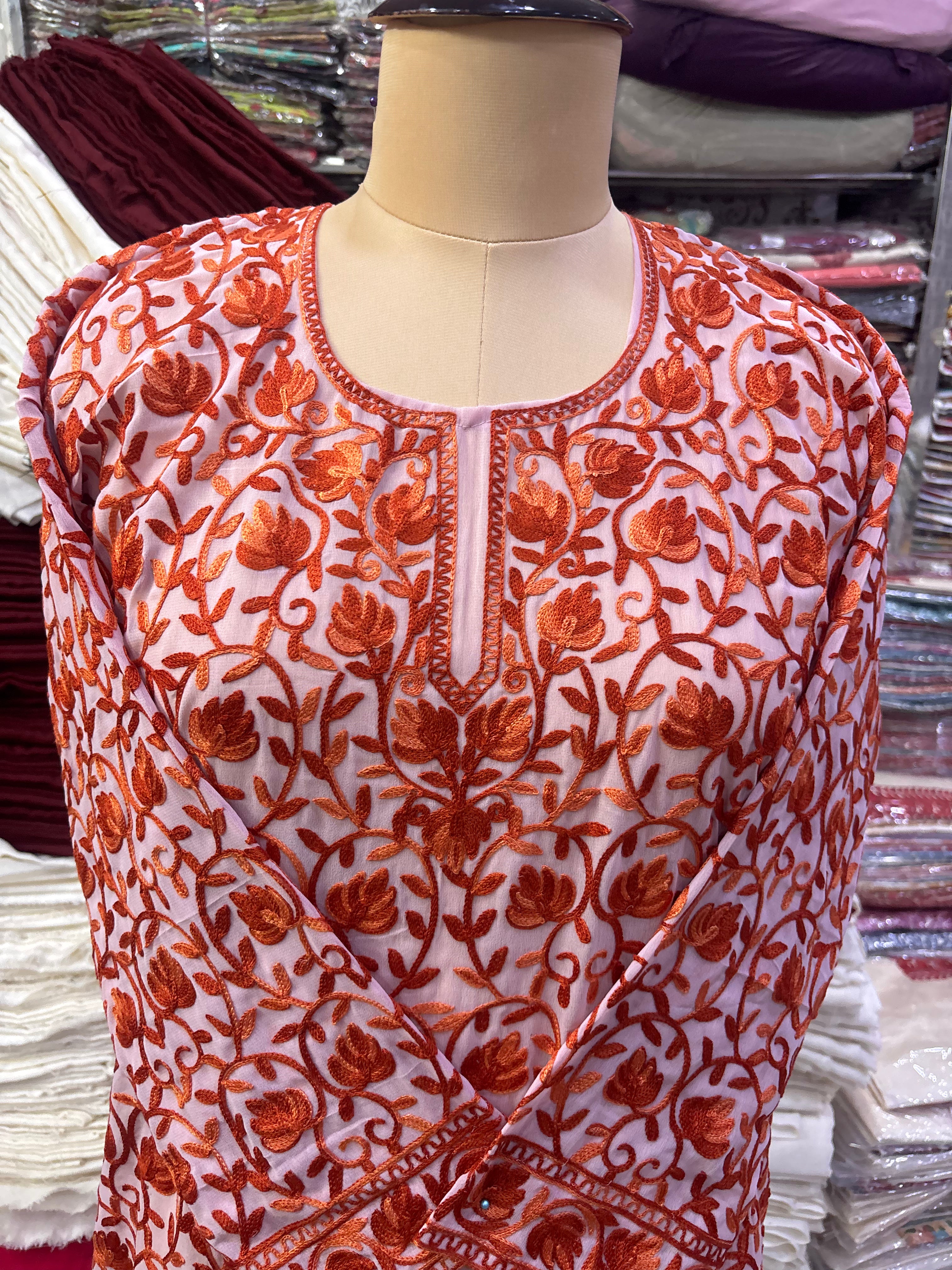Georgette embroidery kurti fits upto 44