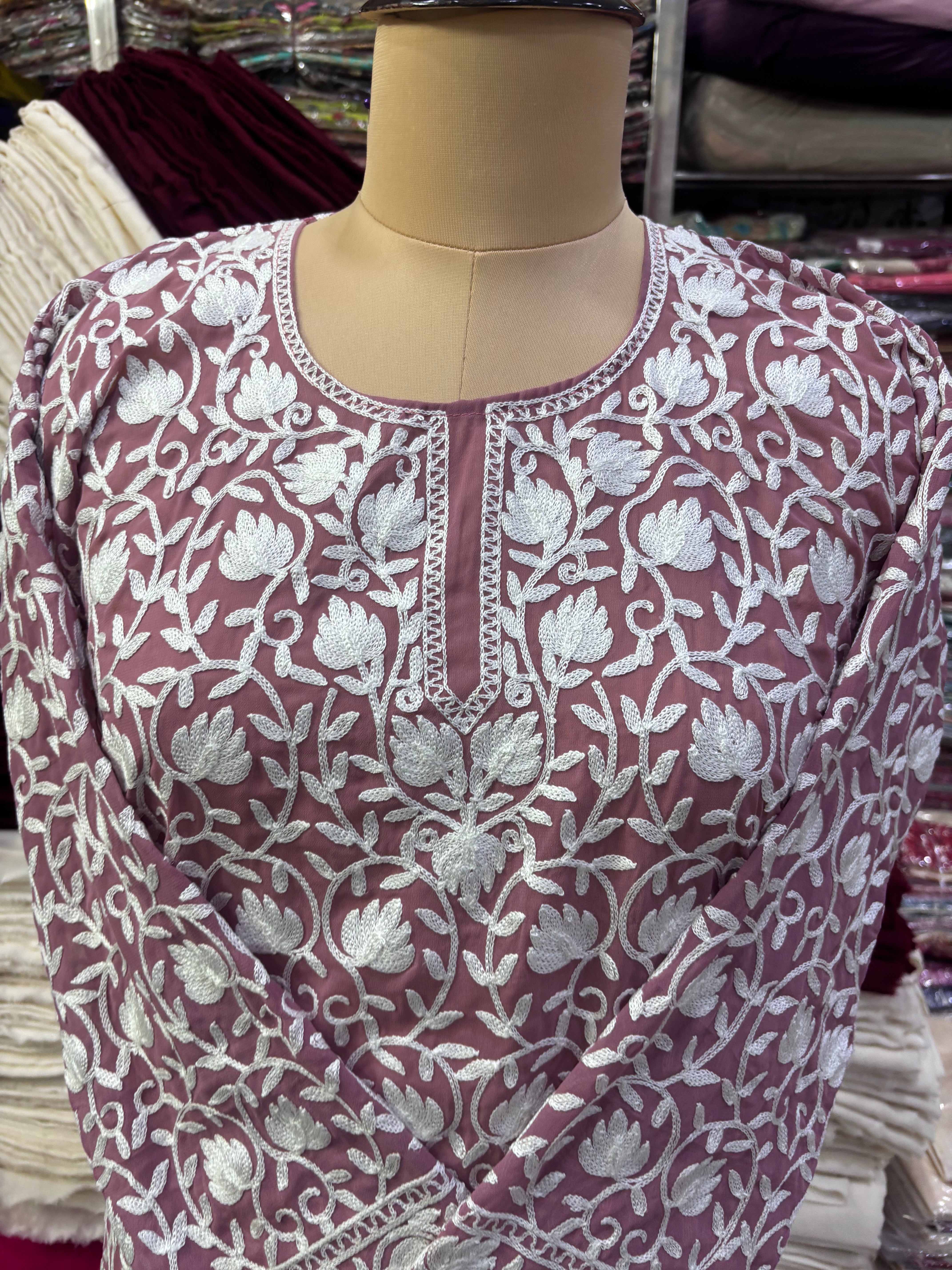 Georgette embroidery kurti fits upto 44