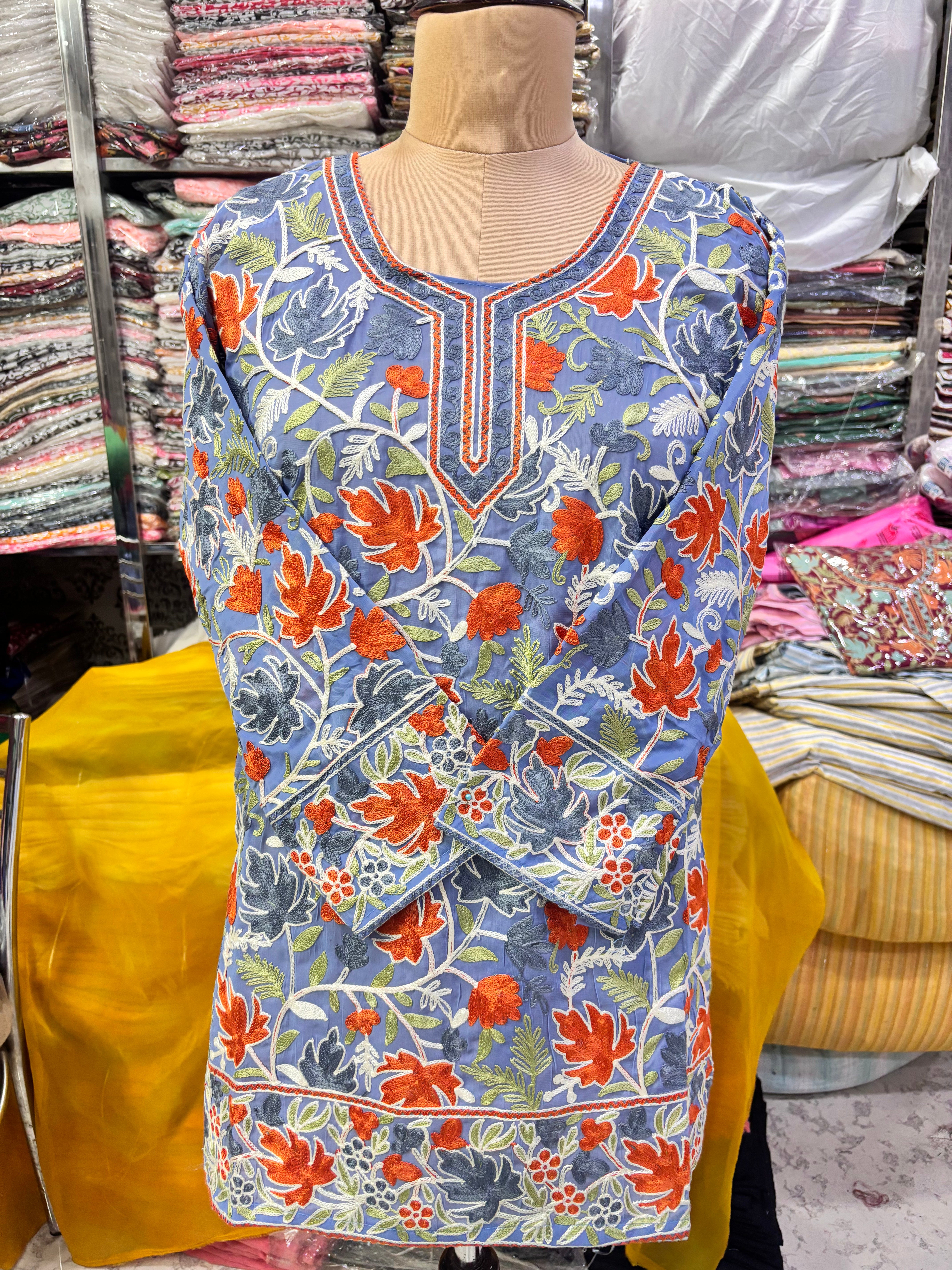 Chinar georgette embroidery kurti fits upto 44