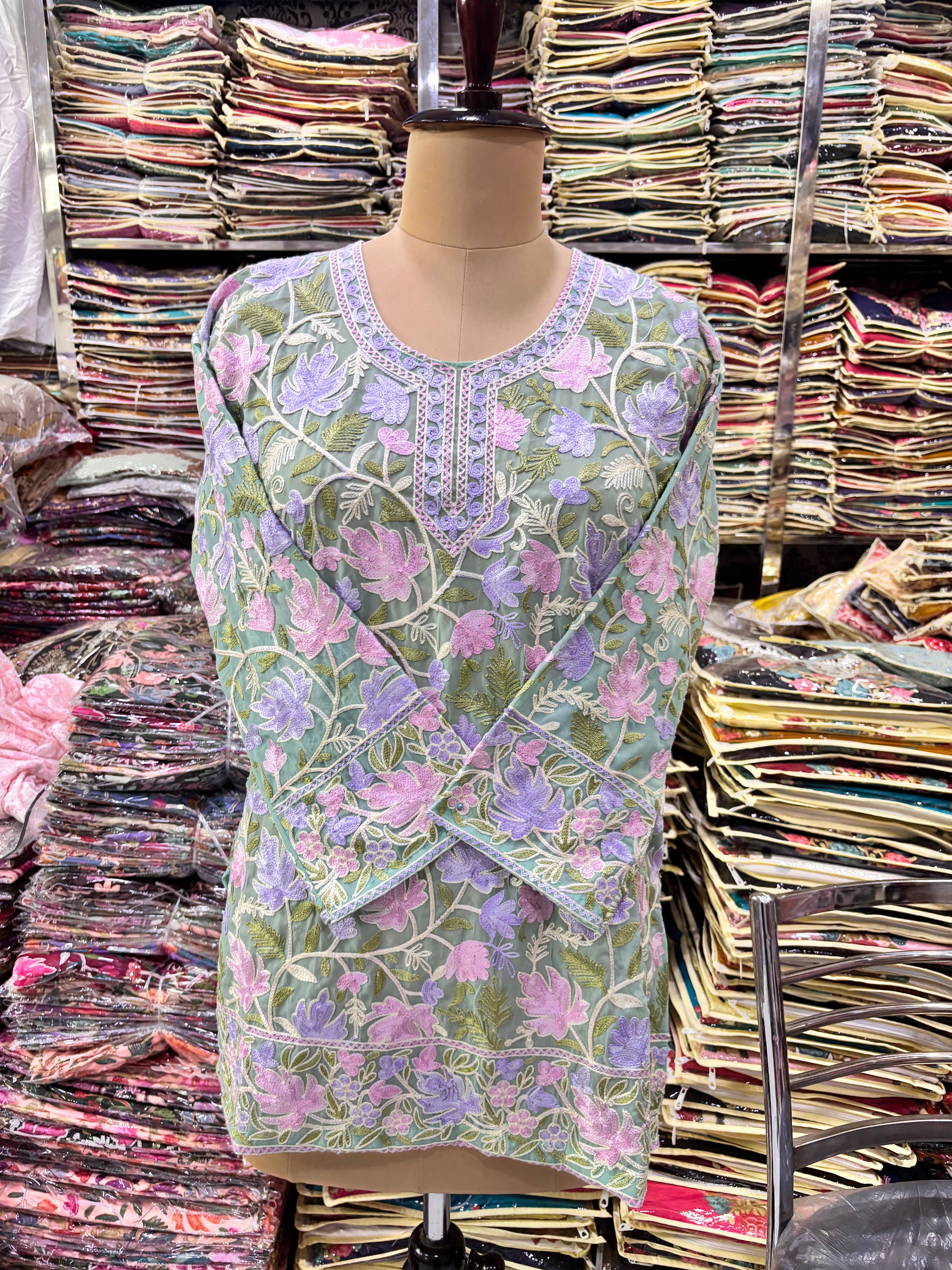 Chinar georgette embroidery kurti fits upto 44 xxl