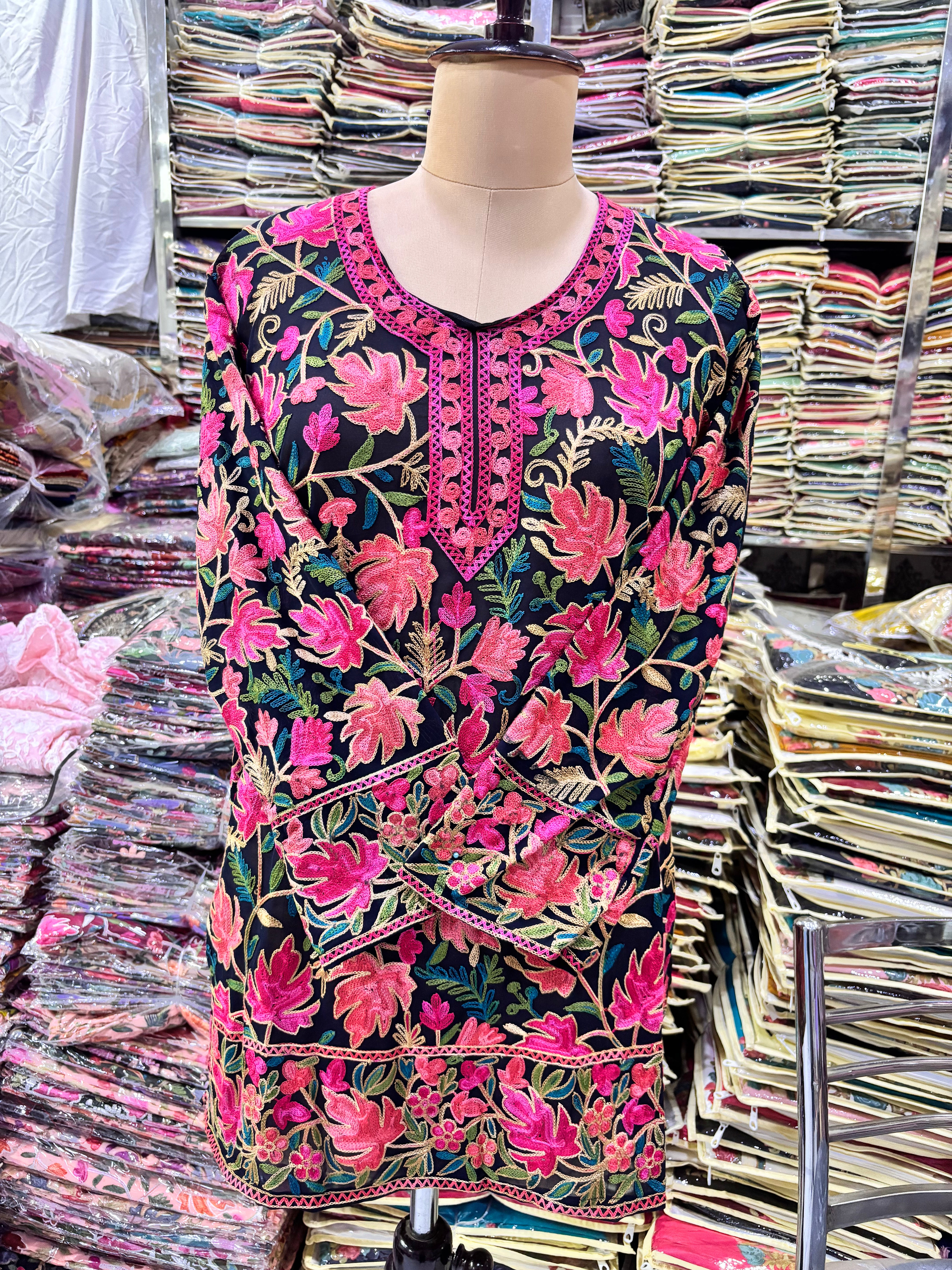 Chinar georgette embroidery kurti fits upto 44 xxl
