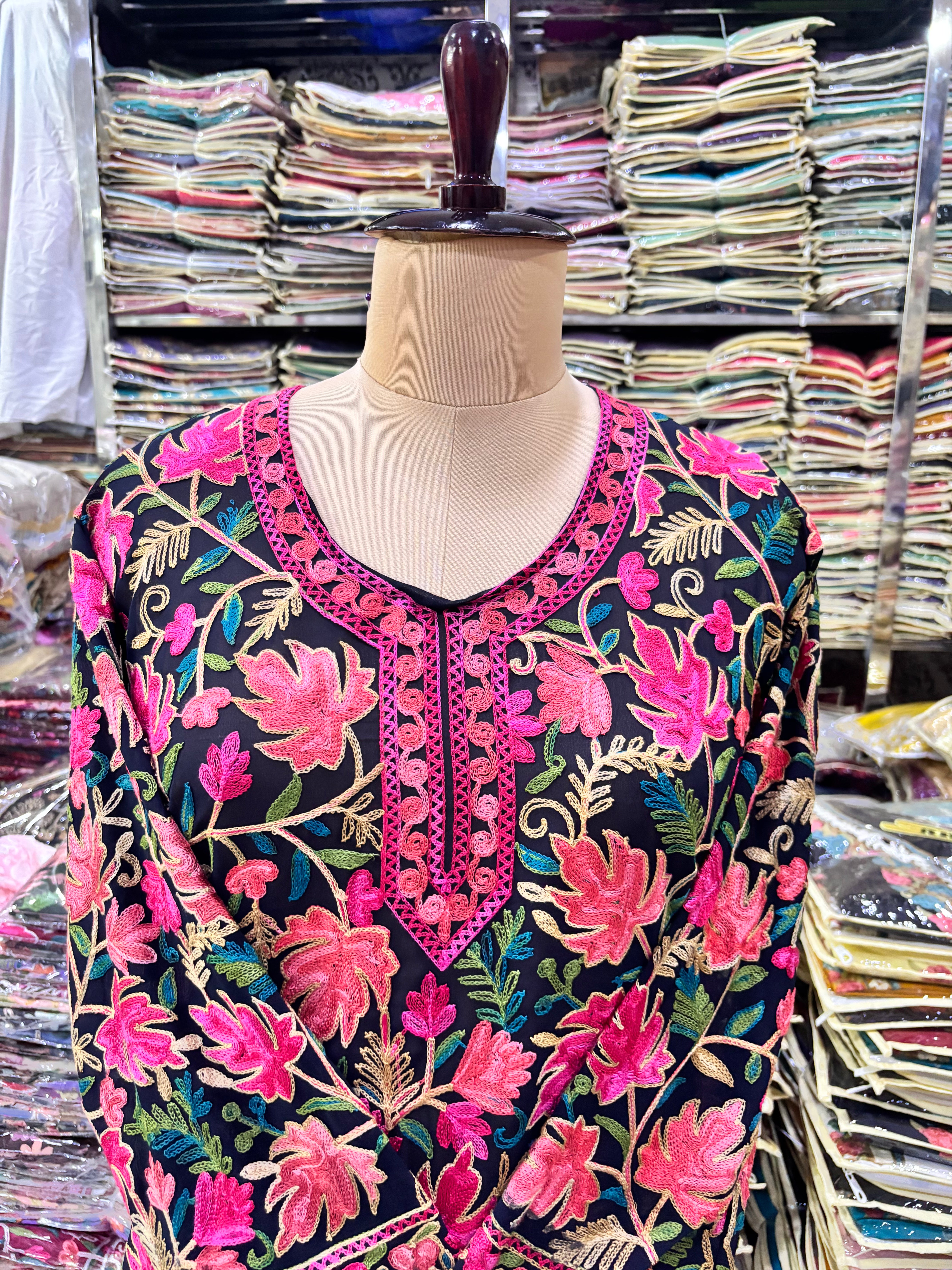 Chinar georgette embroidery kurti fits upto 44 xxl