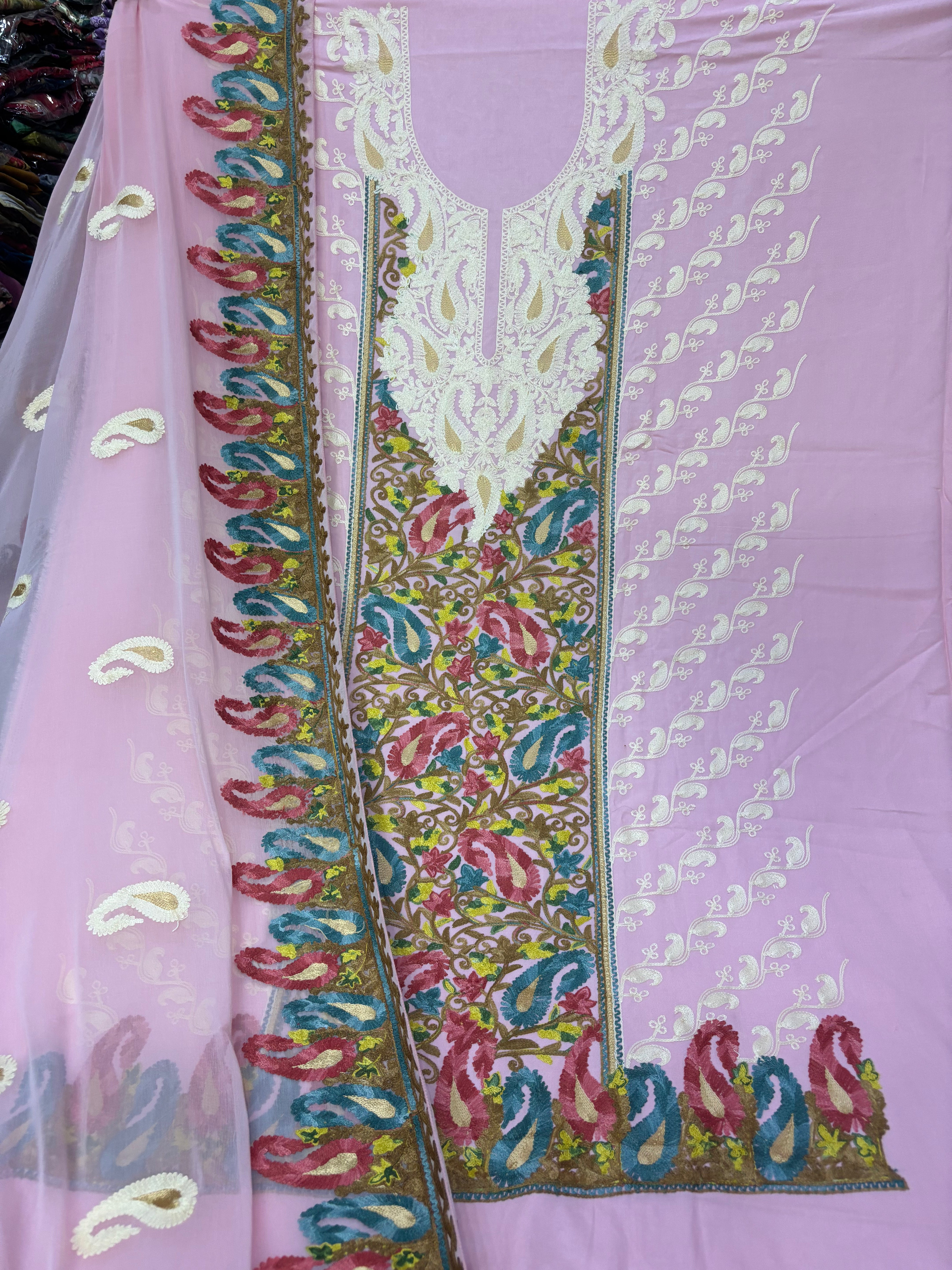 Pure rayon cotton embroidery suit set
