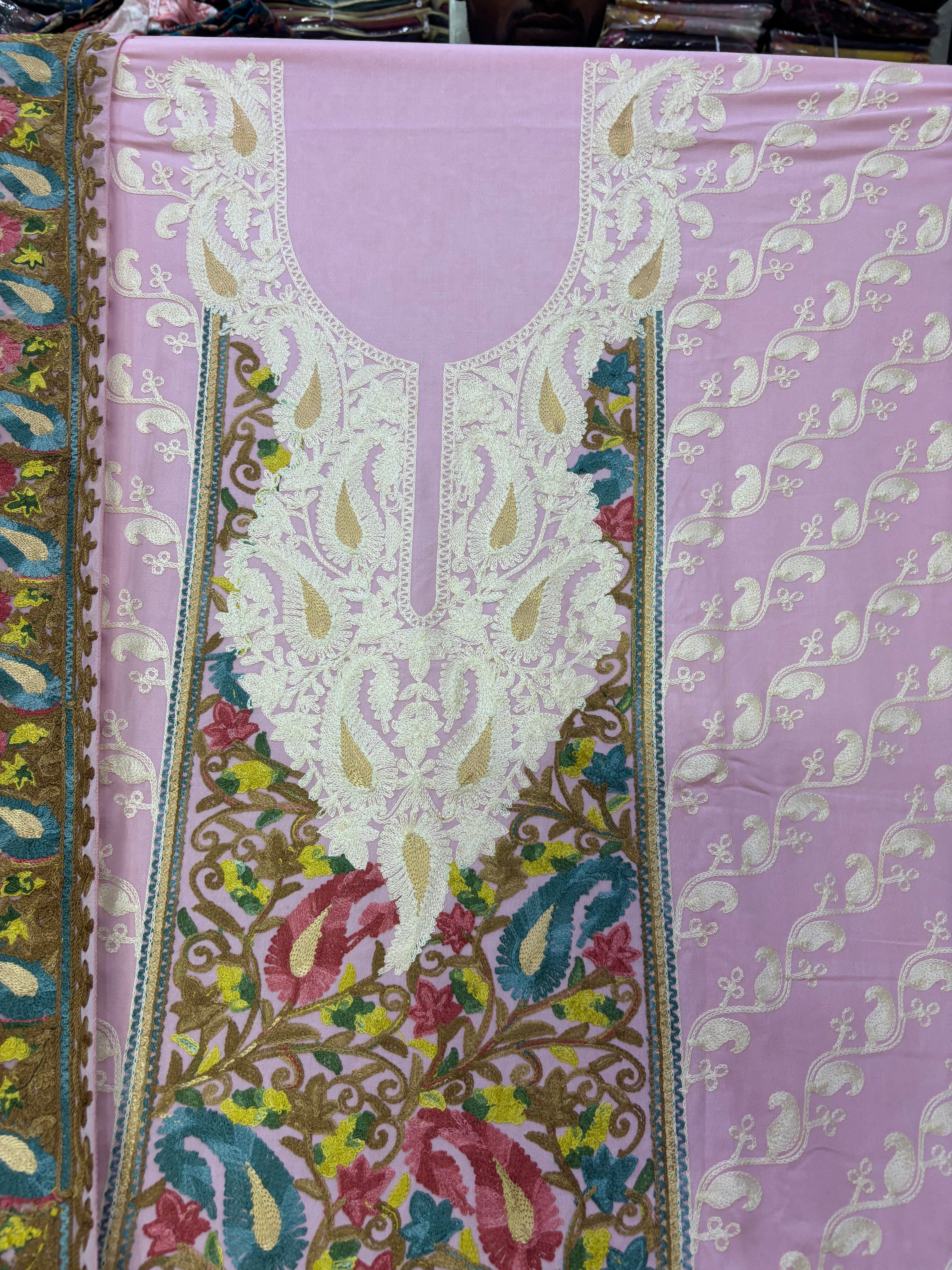 Pure rayon cotton embroidery suit set