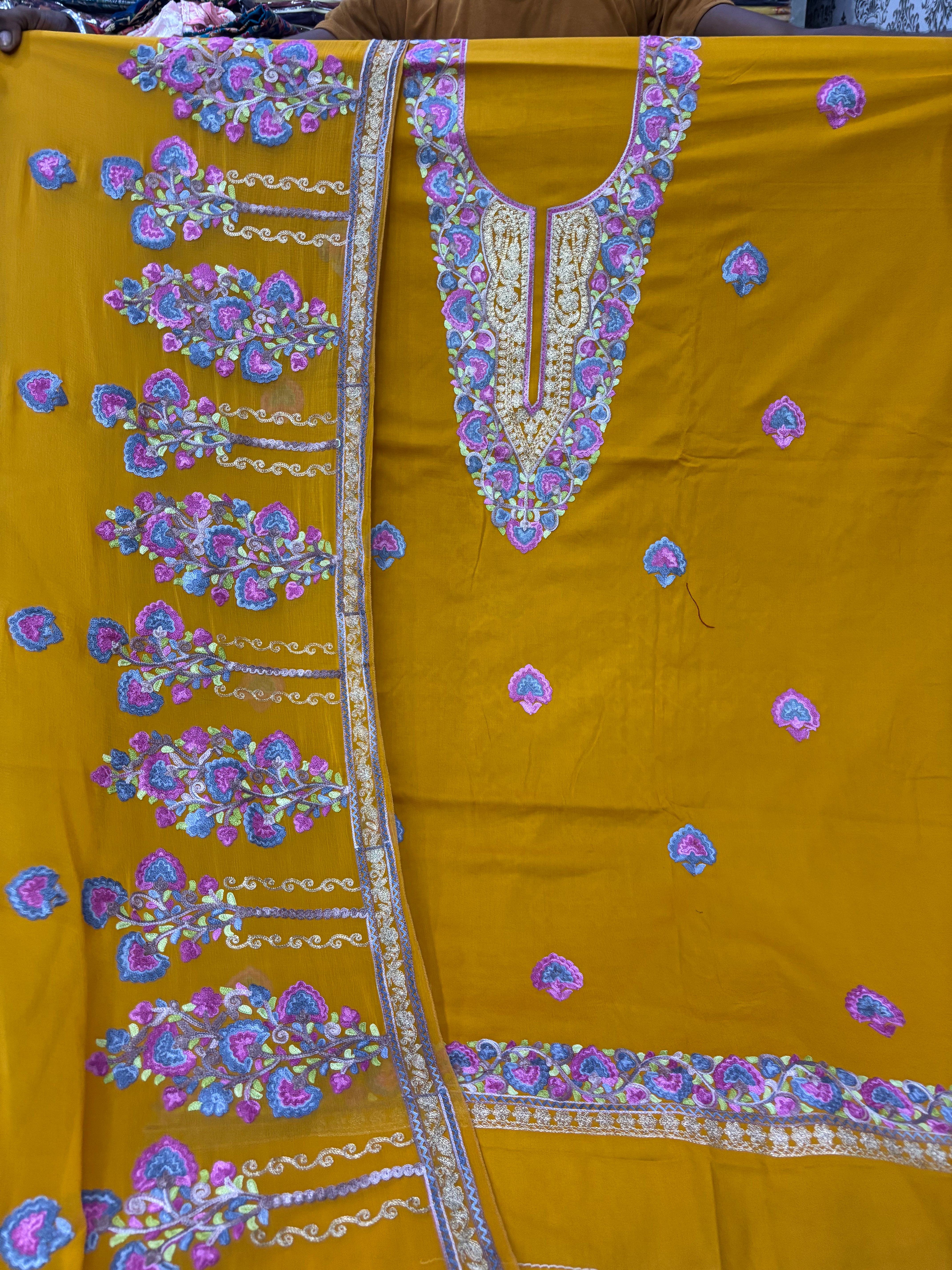 Pure rayon cotton embroidery suit set