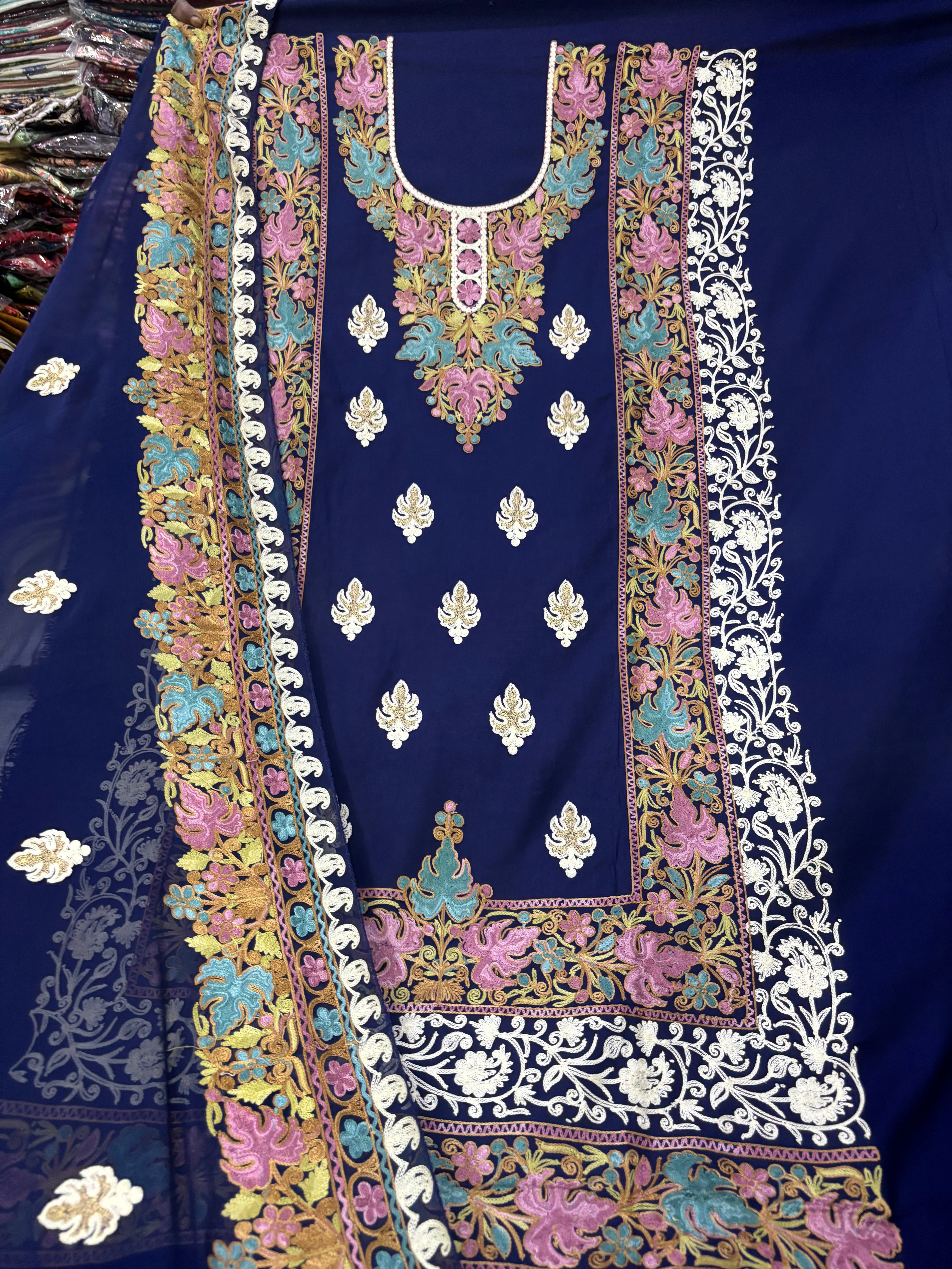 Pure rayon cotton embroidery suit set