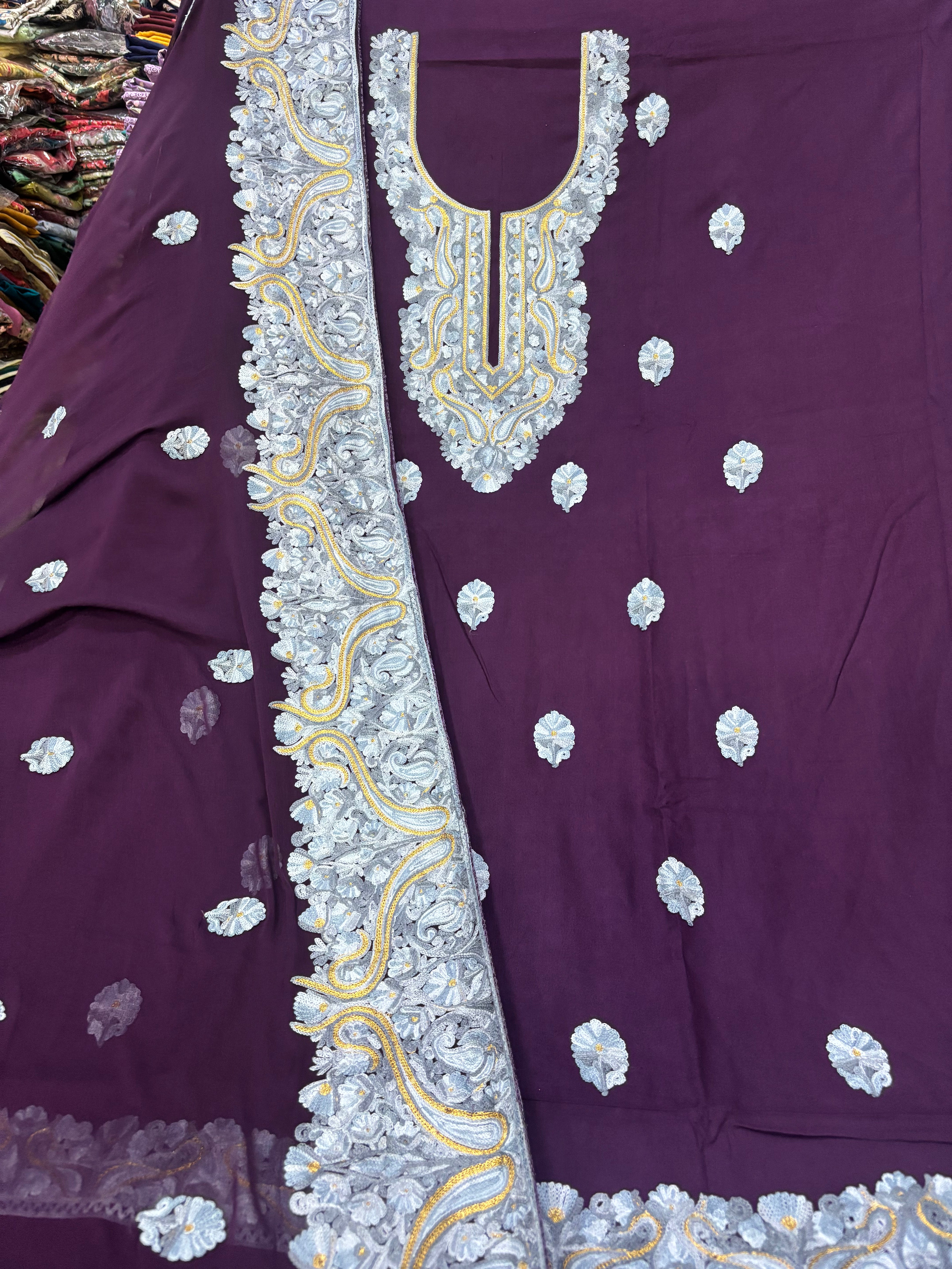 Pure rayon cotton embroidery suit set