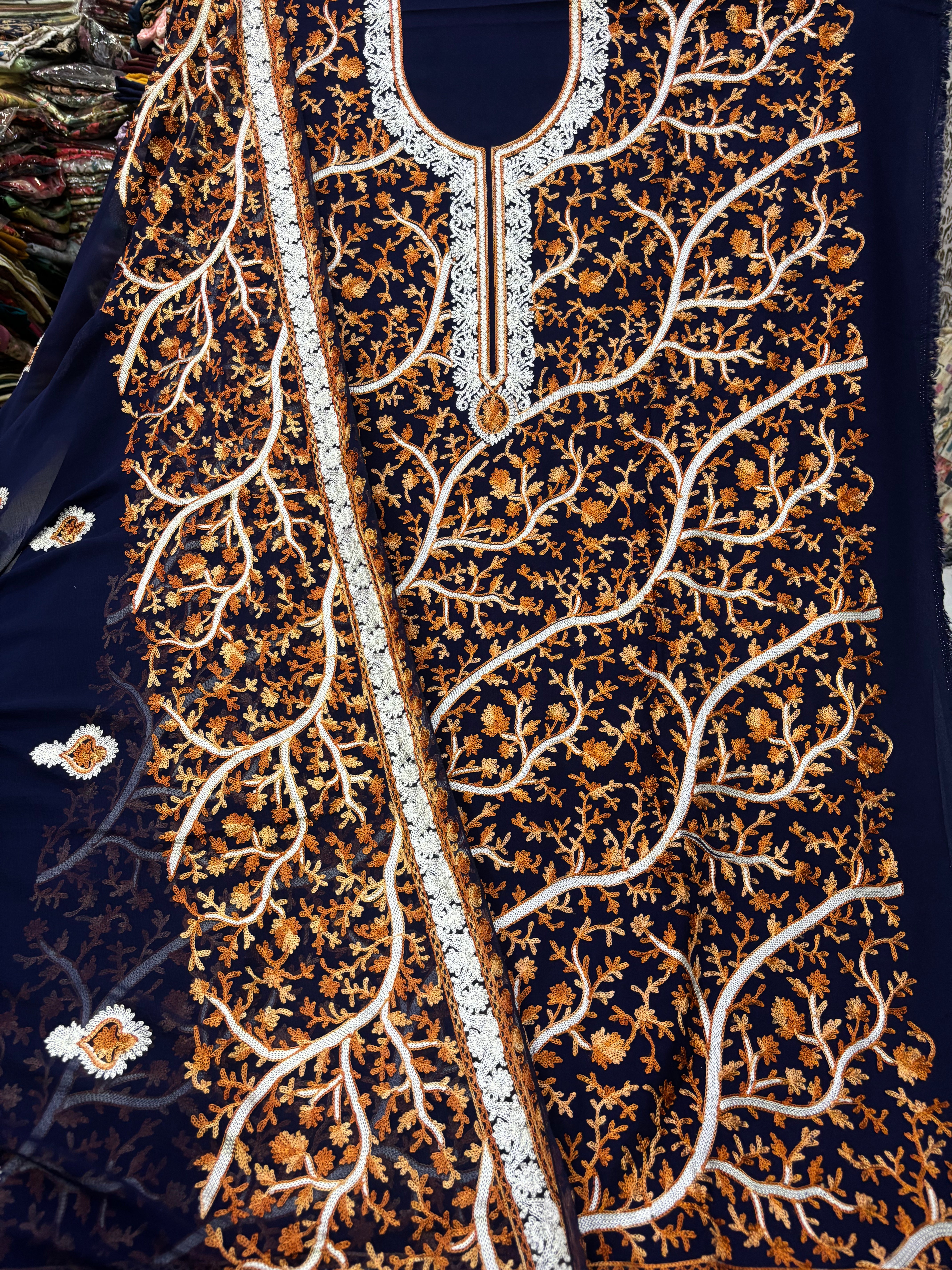 Pure rayon cotton embroidery suit set