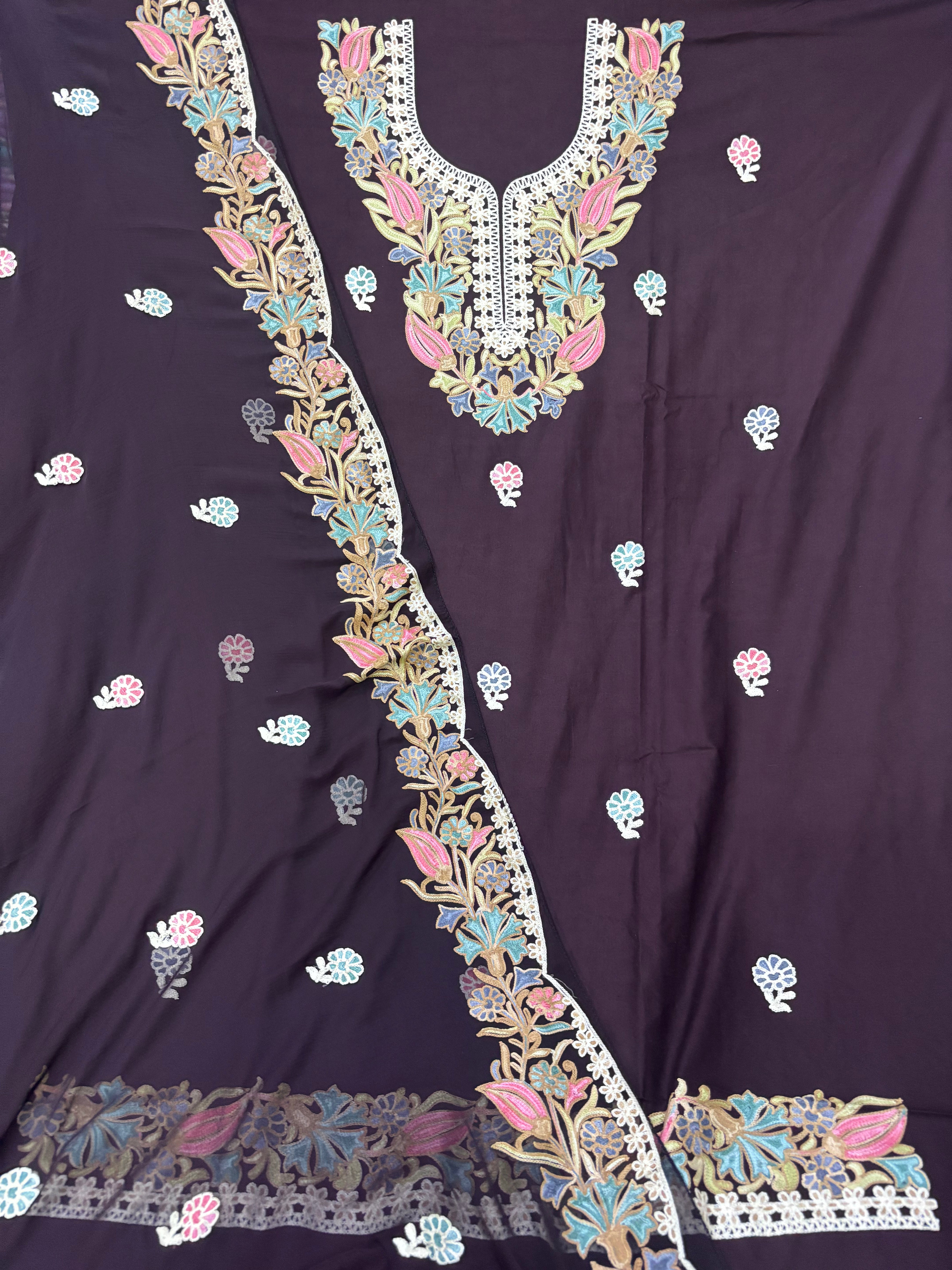 Pure rayon cotton embroidery suit set