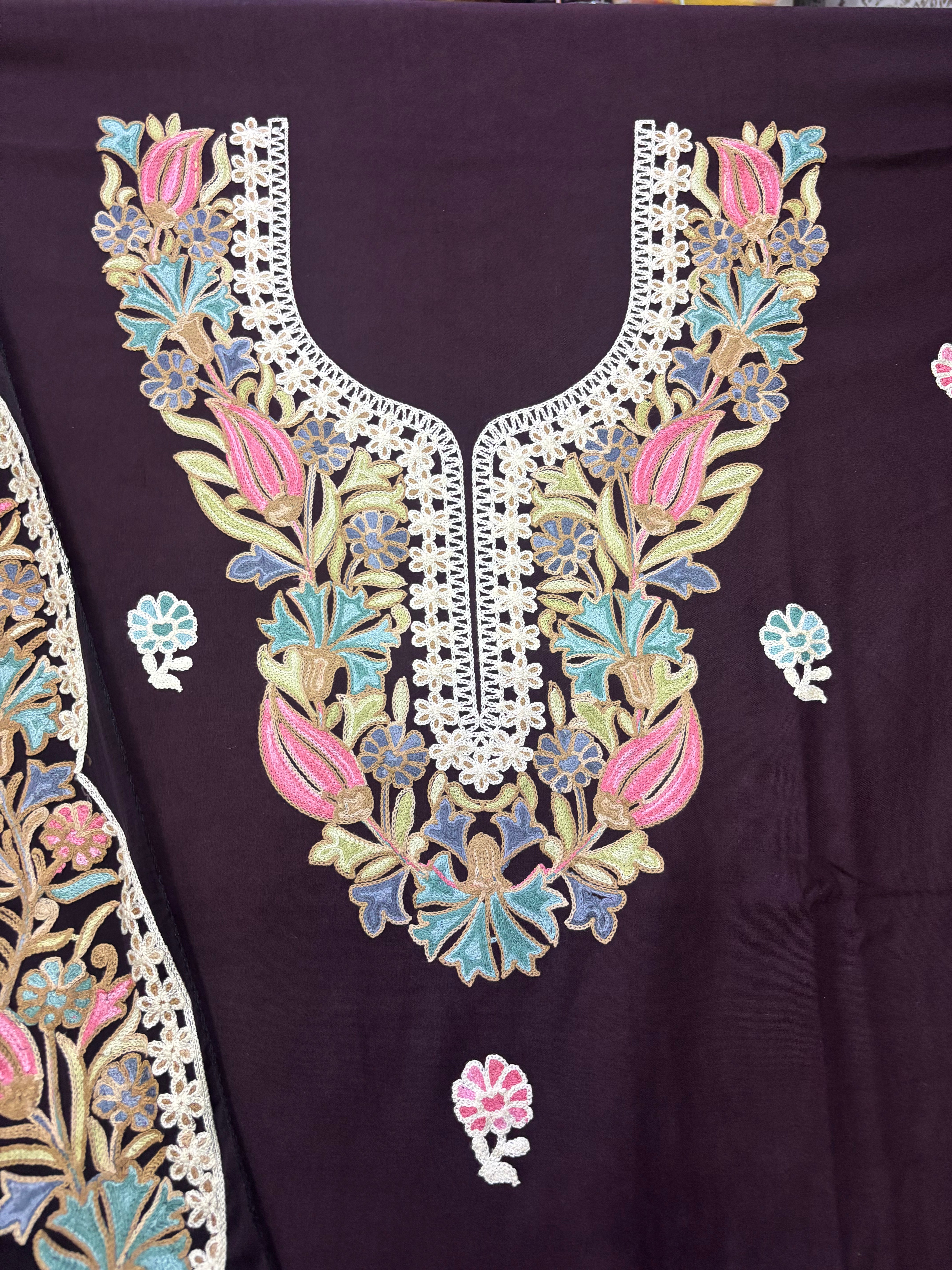 Pure rayon cotton embroidery suit set