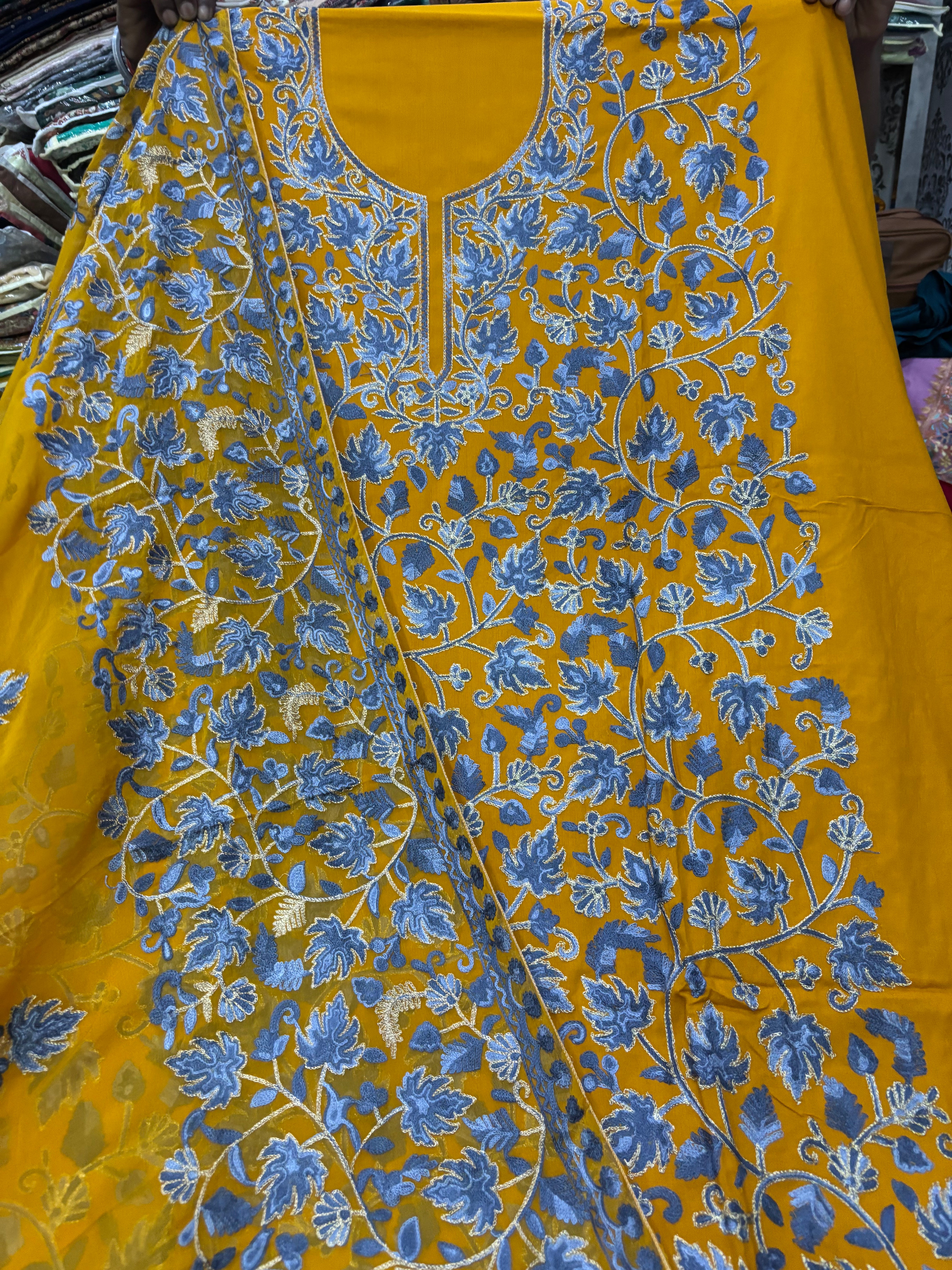 Pure rayon cotton embroidery suit set
