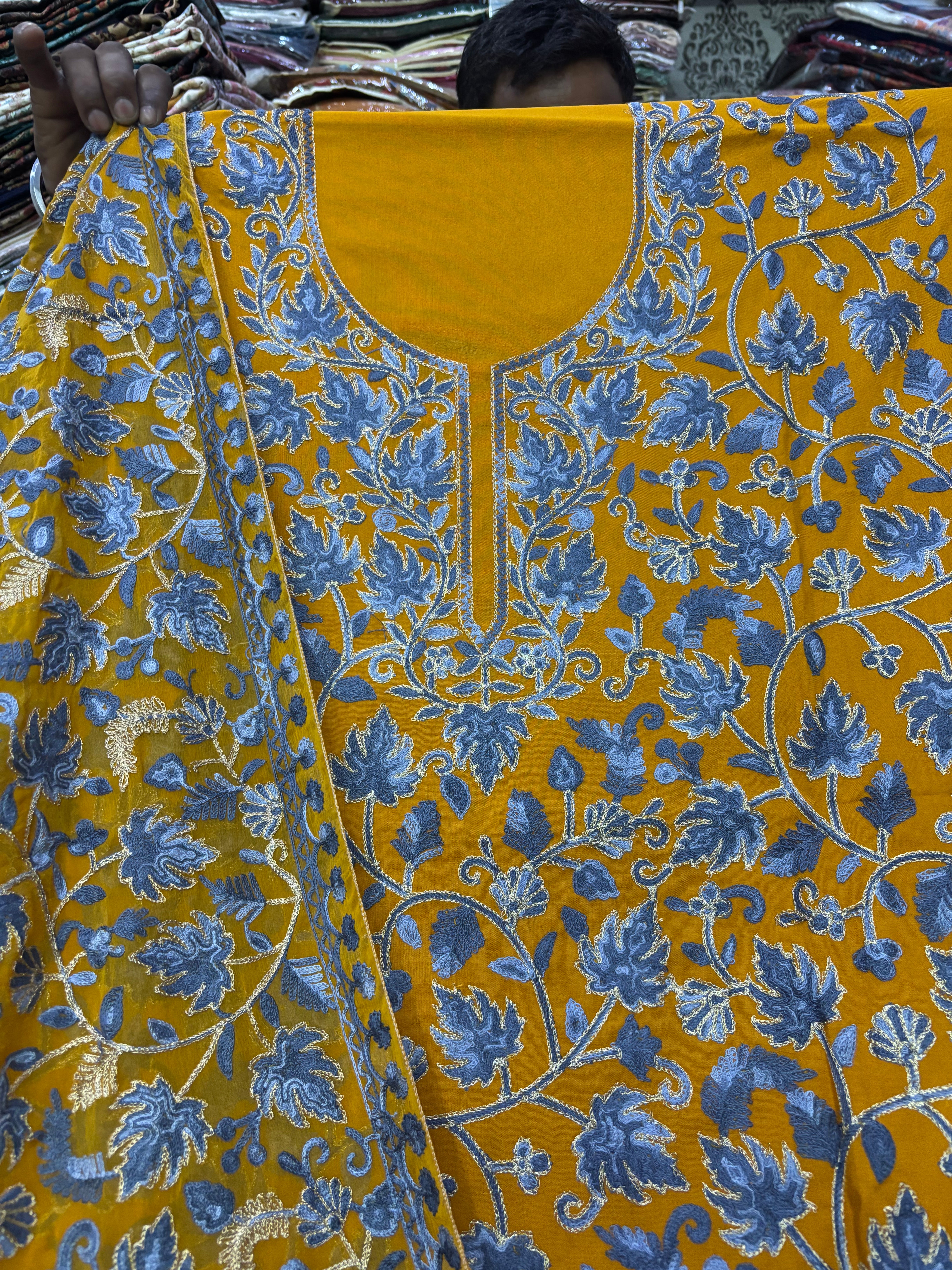 Pure rayon cotton embroidery suit set