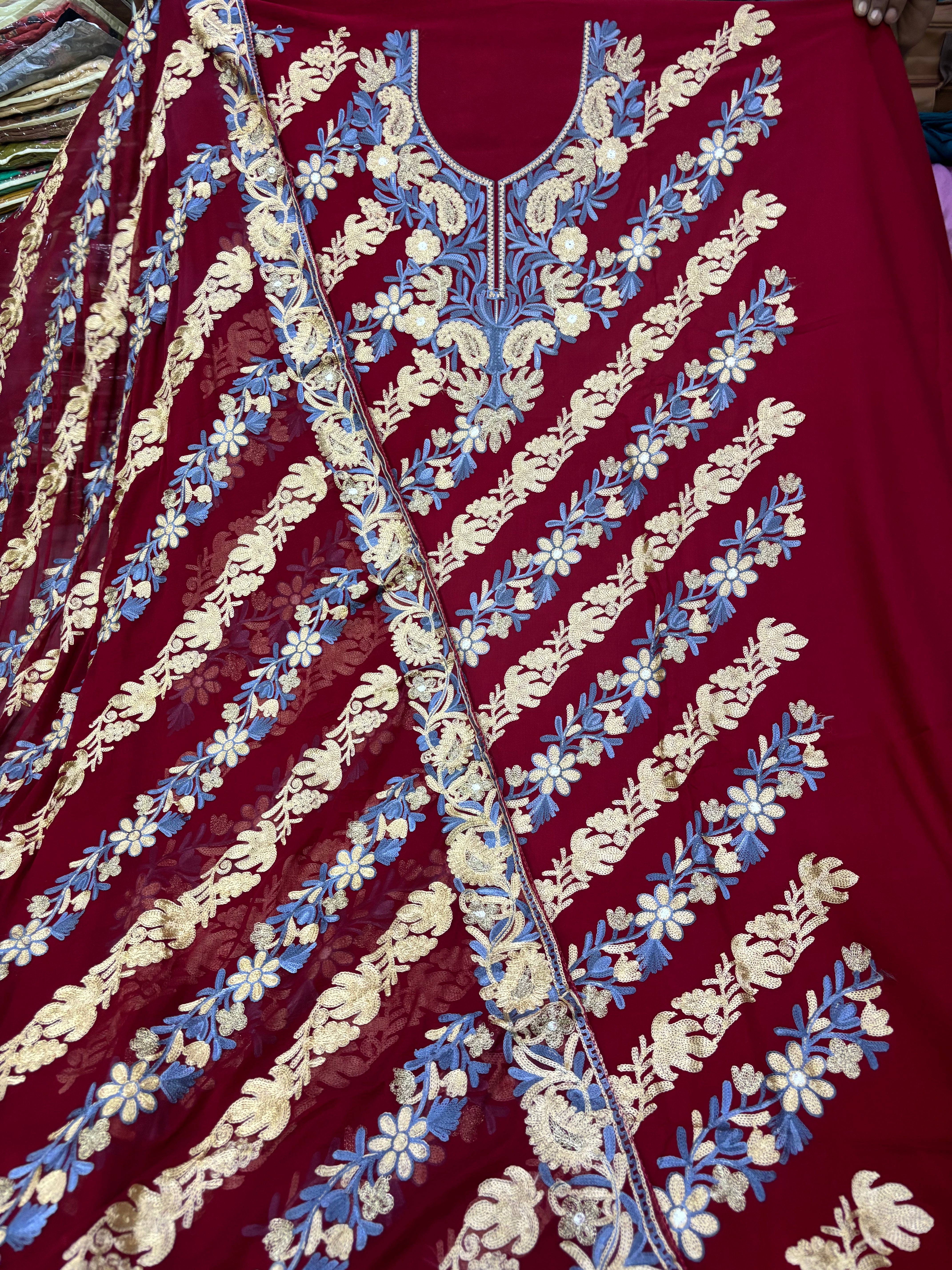 Pure rayon cotton embroidery suit set