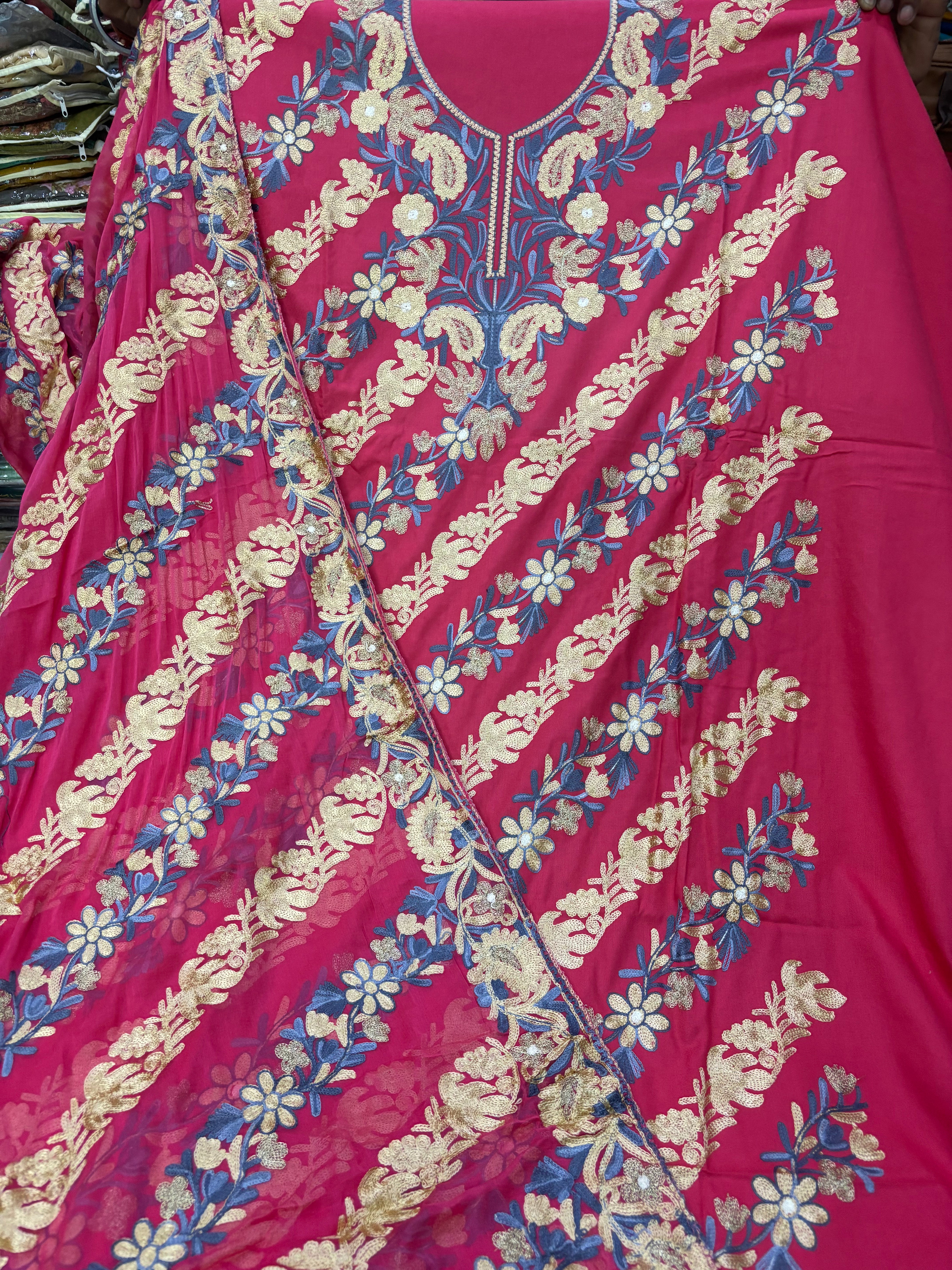 Pure rayon cotton embroidery suit set