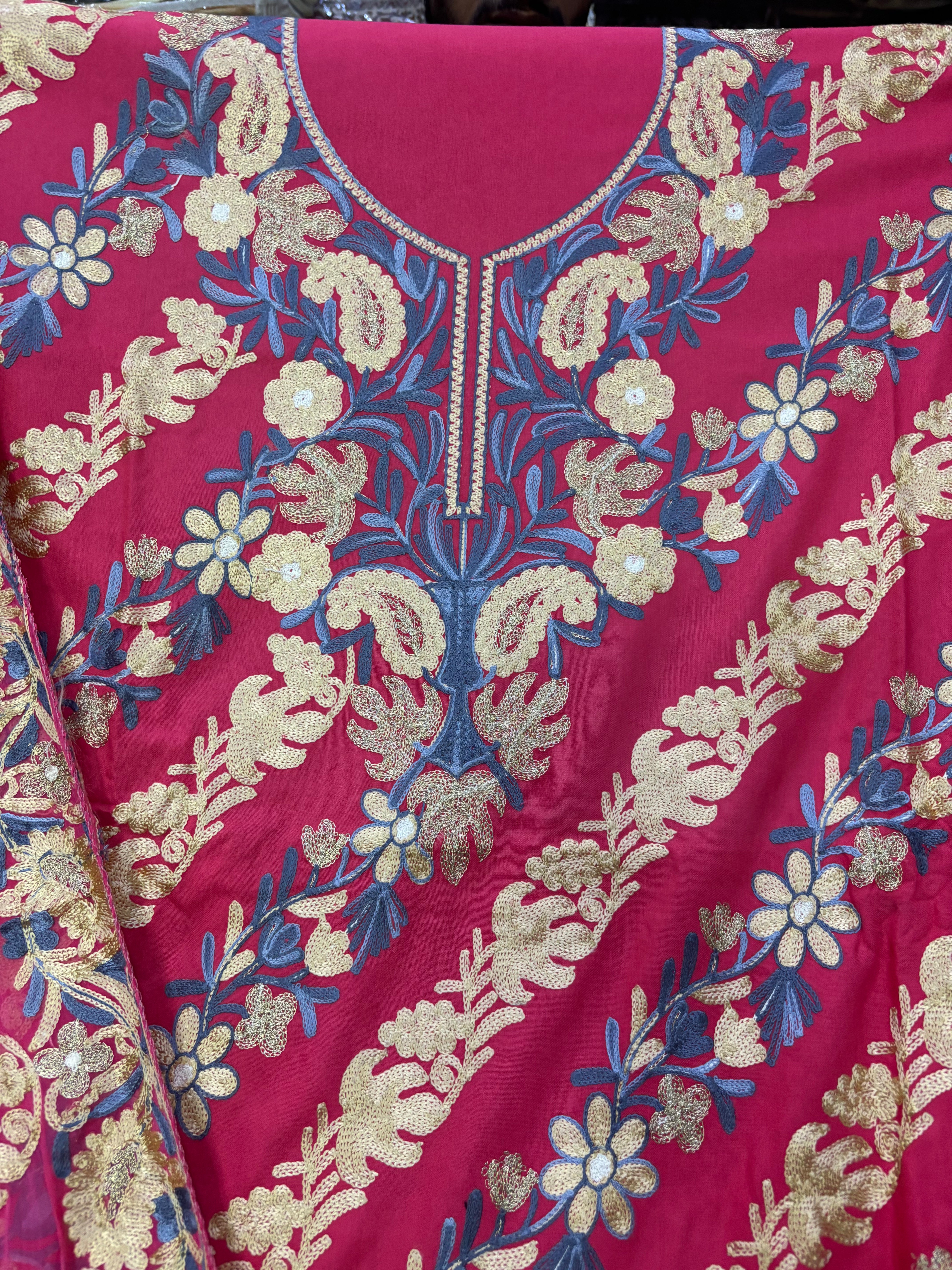 Pure rayon cotton embroidery suit set