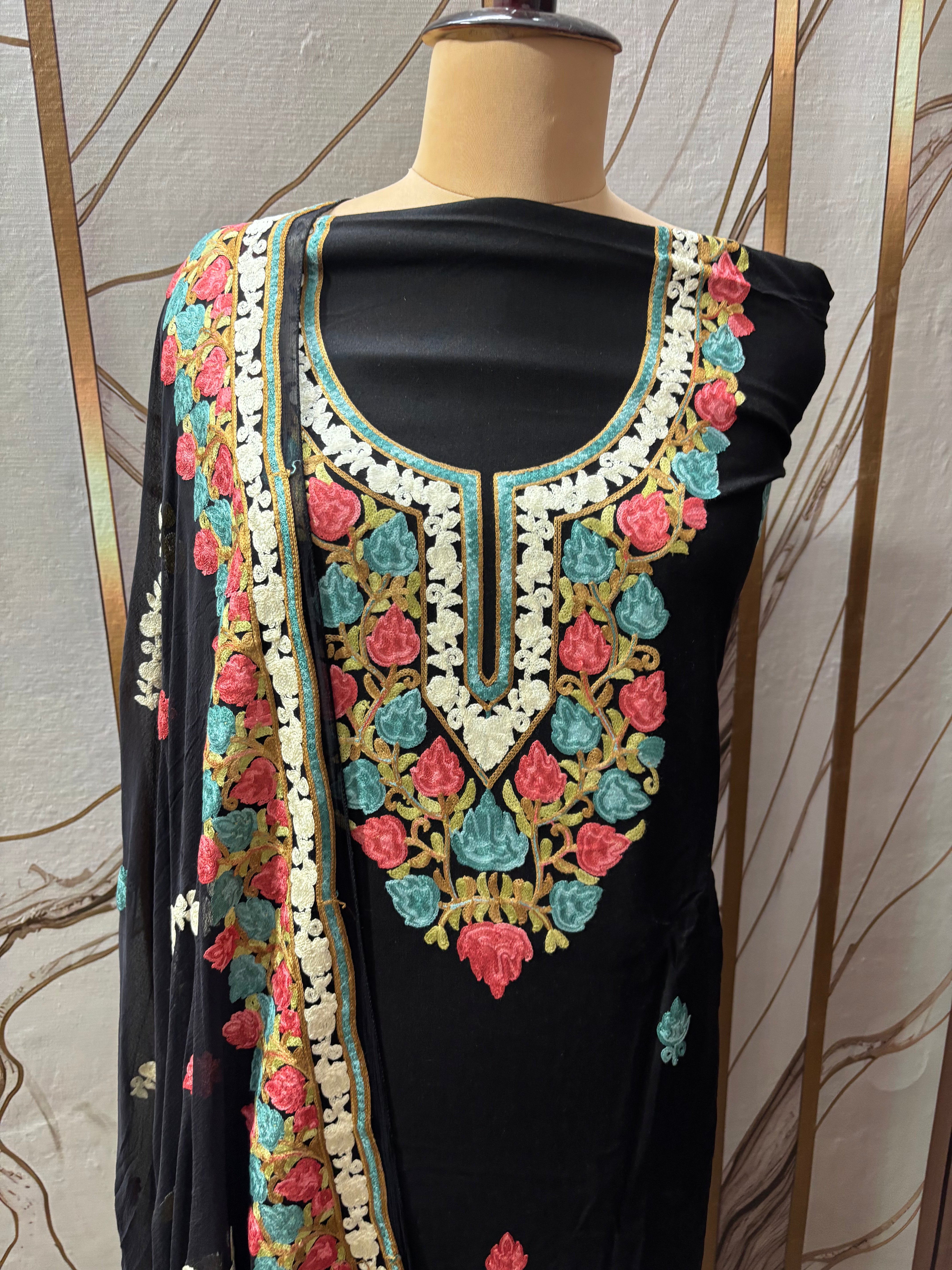 Pure rayon cotton embroidery suit set