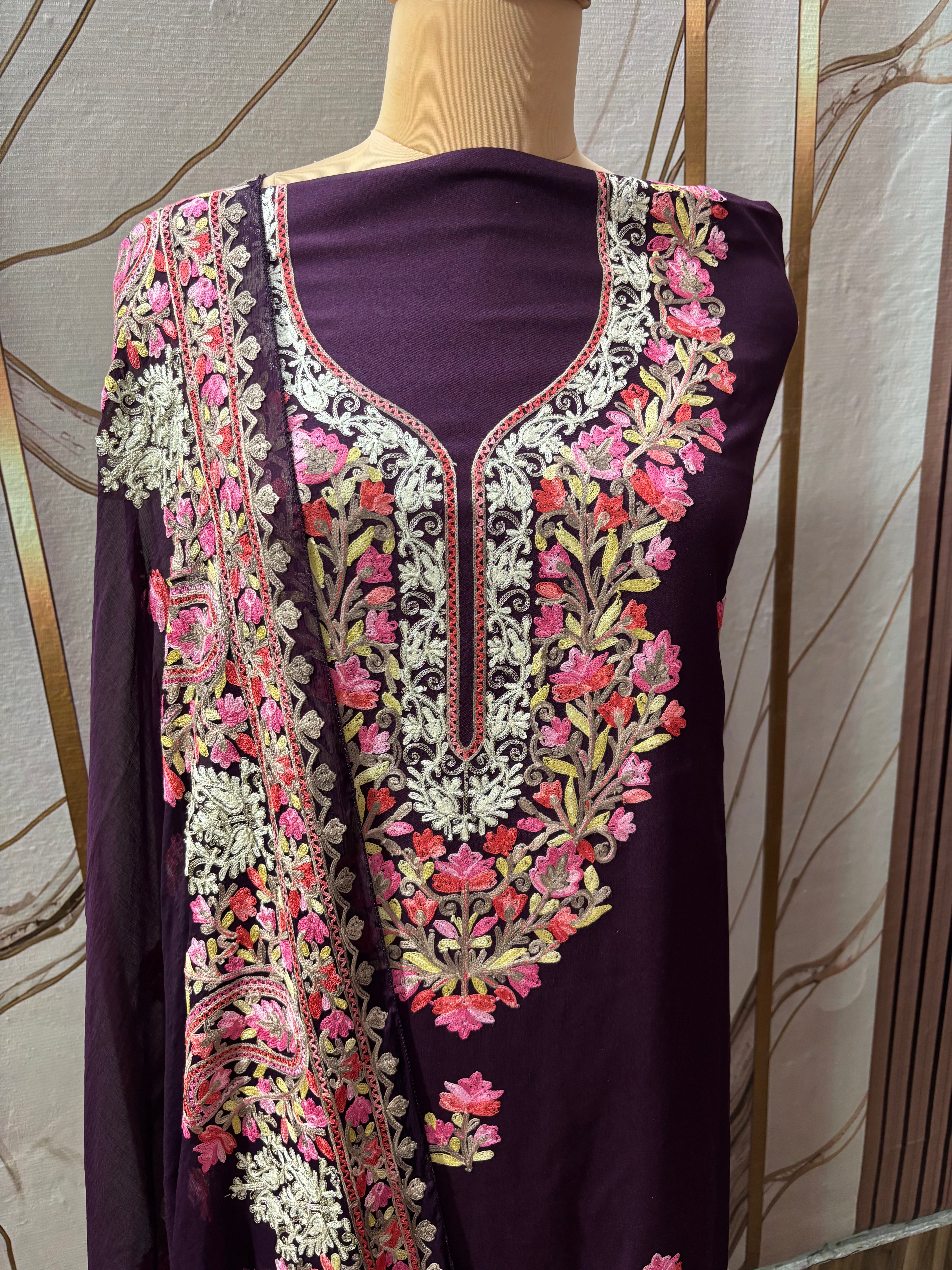 Pure rayon cotton embroidery suit set