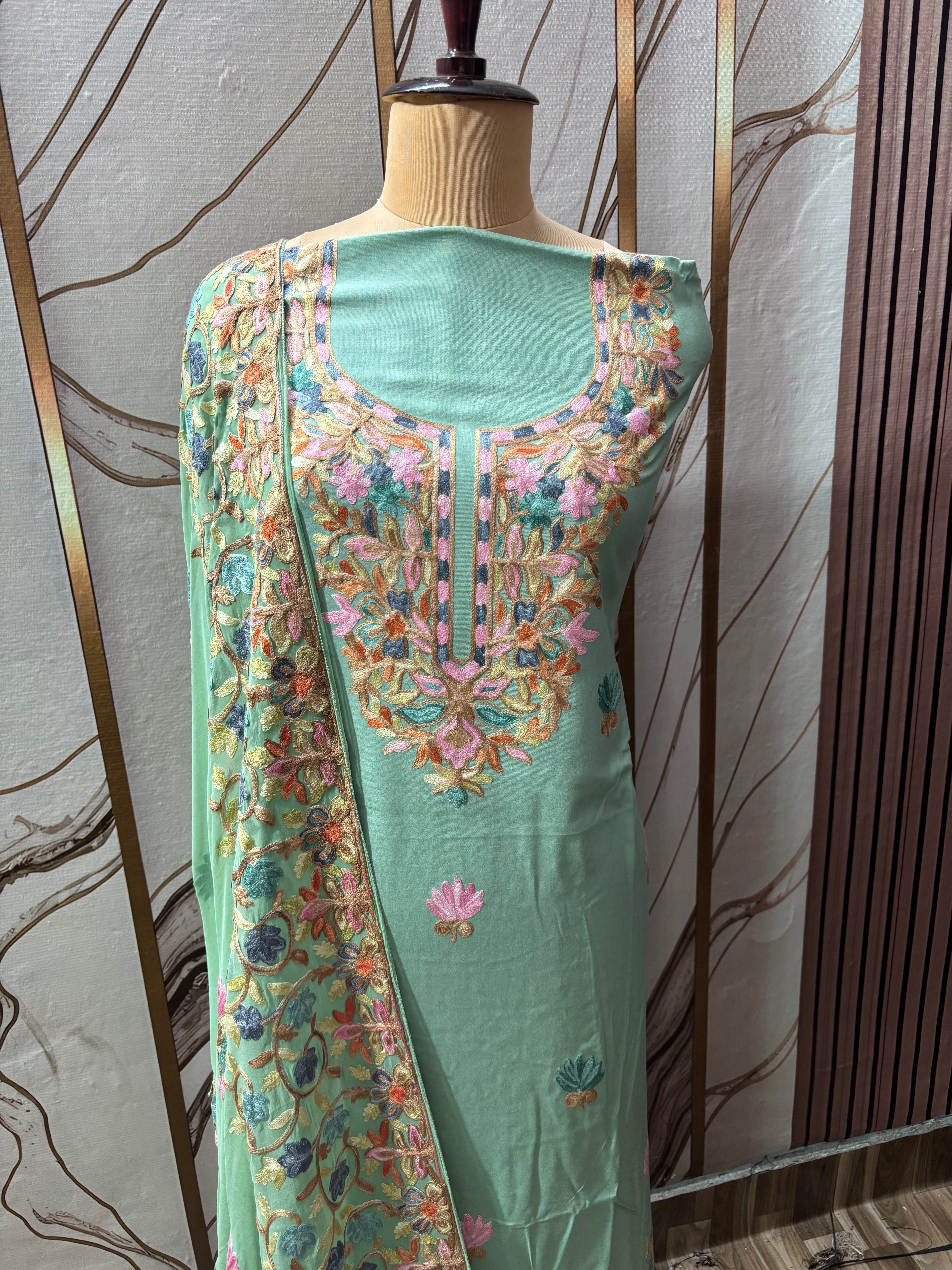 Pure rayon cotton embroidery suit set