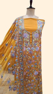 Pure soft organic cotton suit with chiffon dupatta with ari work 43