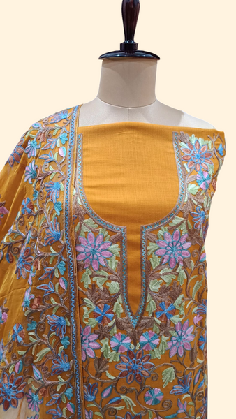 Pure soft organic cotton suit with chiffon dupatta with ari work 43