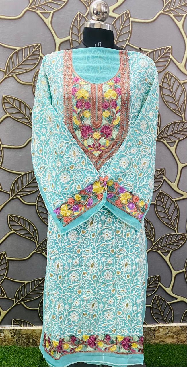 Georgette Kashmiri Work Kurtis 1501