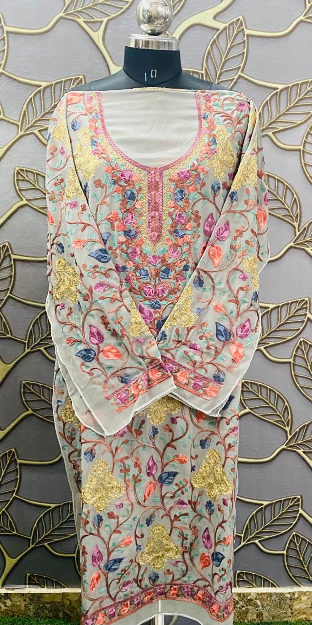 Georgette Kashmiri Work Kurtis 2030