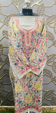 Georgette Kashmiri Work Kurtis 2030