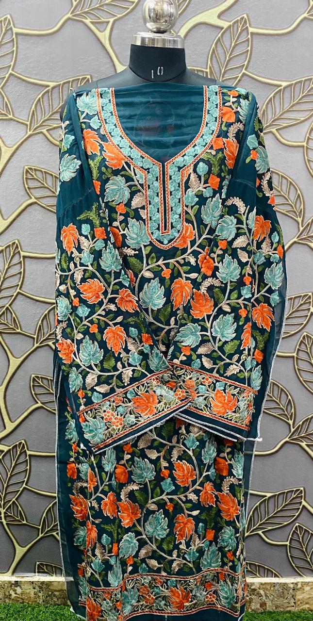 Georgette Kashmiri Work Kurtis 2032