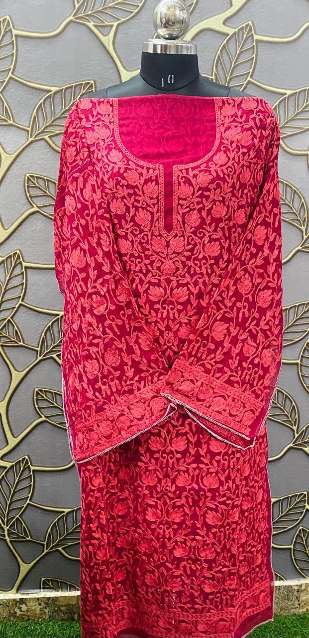 Georgette Kashmiri Work Kurtis2025OCT0309