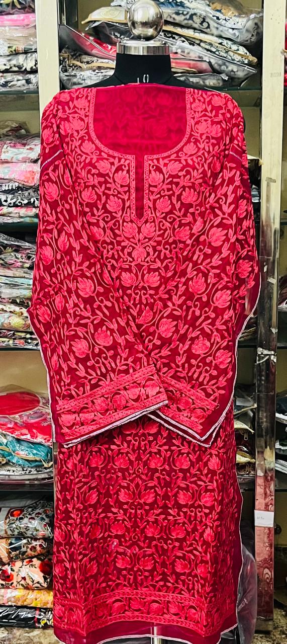 Georgette Kashmiri Work Kurtis2025DEC0417